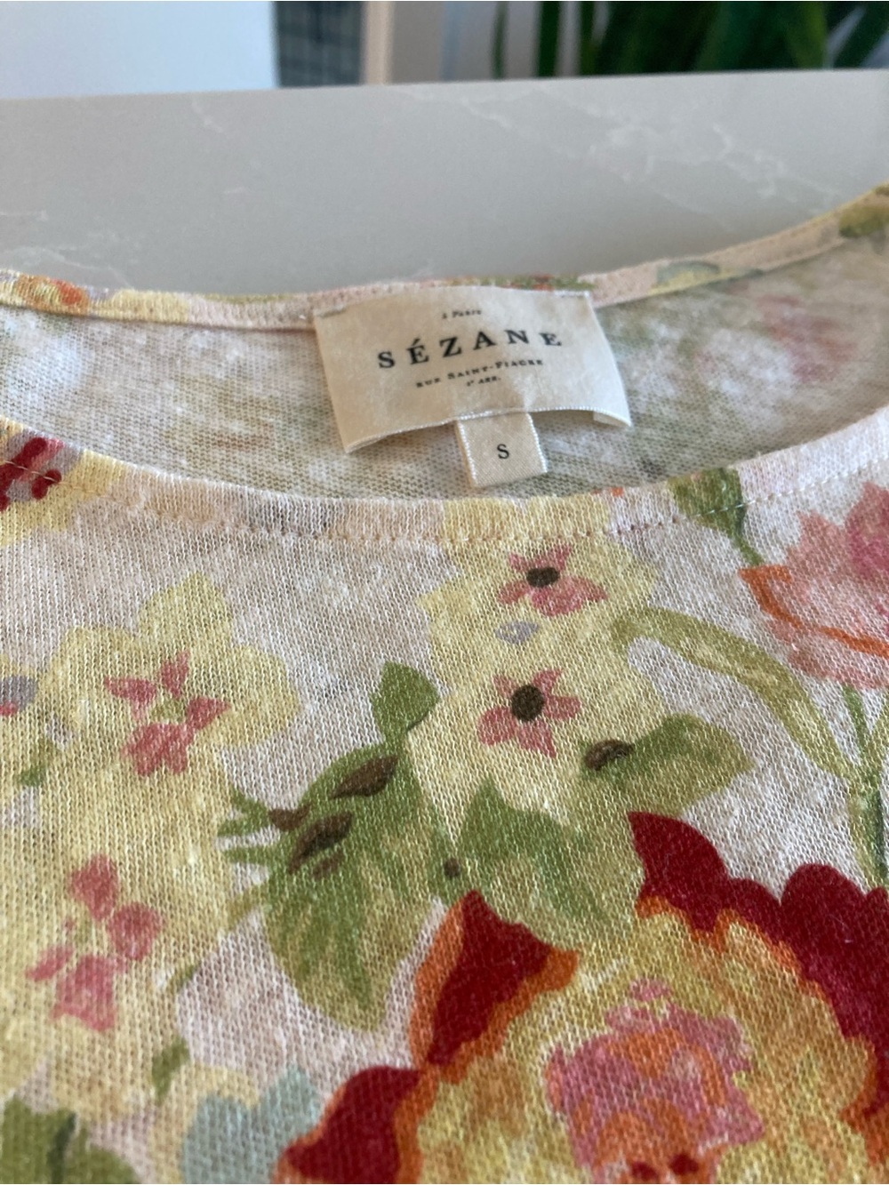 Sezane Multicolor Floral Short Sleeve Tee - Picture 3 of 5